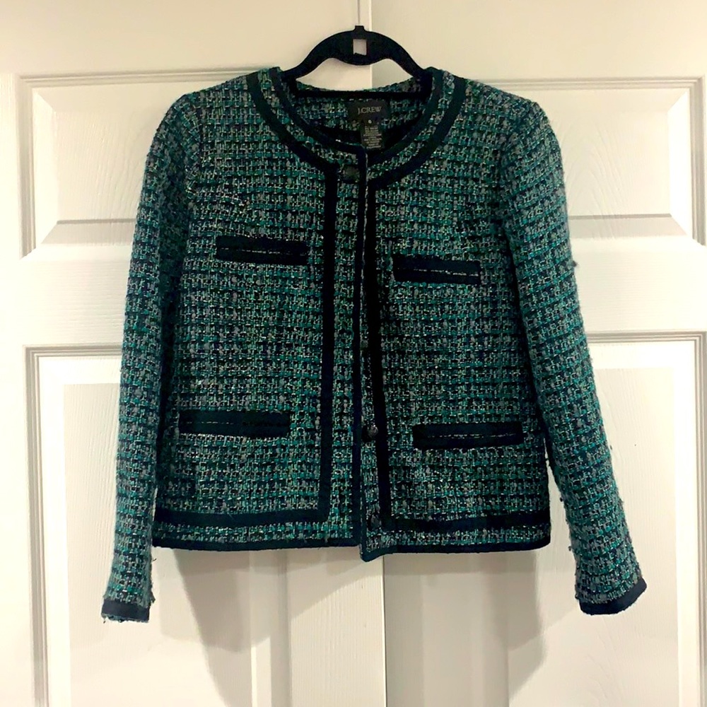 J.Crew tweed blazer size 6 navy/green